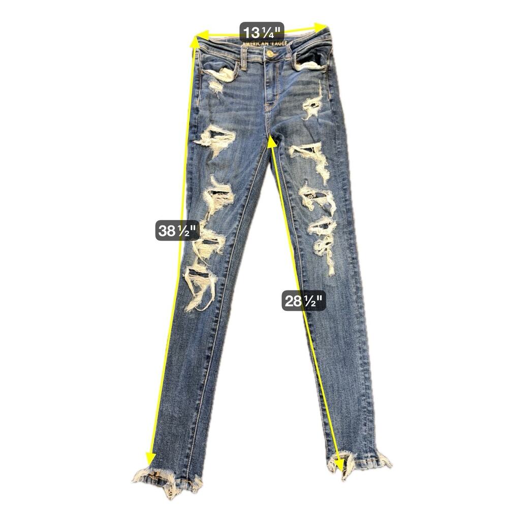 American Eagle Jeans Womens 2 Blue Distressed Next Level Stretch Hi-Rise Jegging - Picture 7 of 7